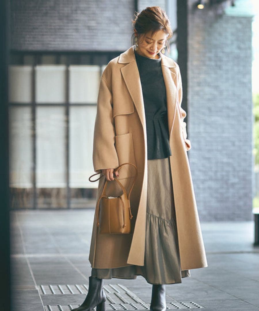 【ROPE】リバーメルトントレンチコート　38 ベージュ