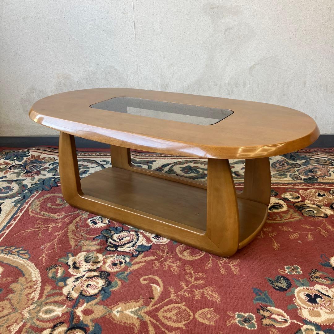 昭和レトロ マルニ 木製オーバルテーブル センターテーブル 古家具 ビンテージ