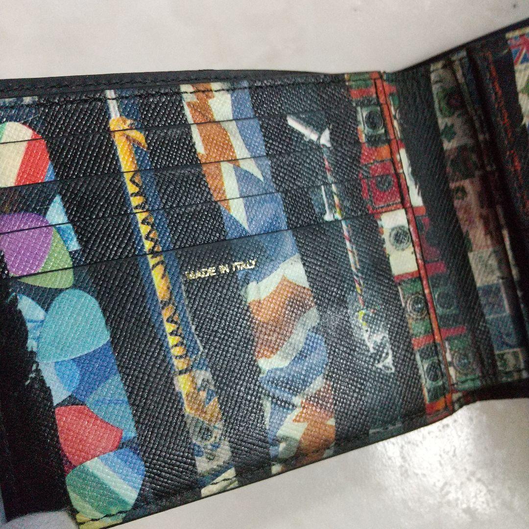 Paul Smith ポールスミス 中古美品 イタリア製 折り財布 レア柄 黒