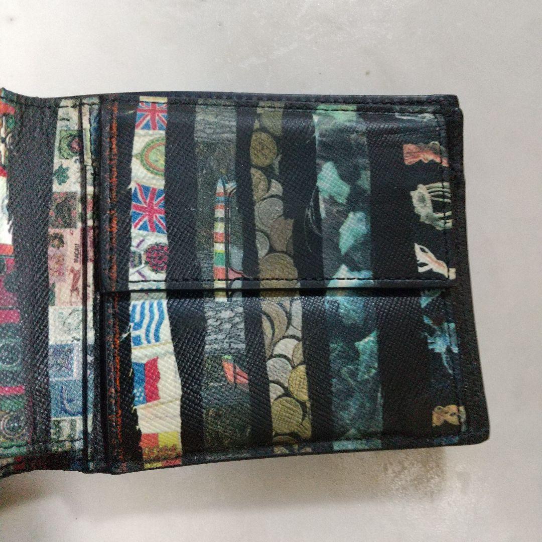 Paul Smith ポールスミス 中古美品 イタリア製 折り財布 レア柄 黒