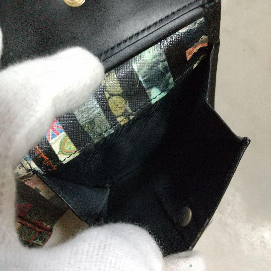 Paul Smith ポールスミス 中古美品 イタリア製 折り財布 レア柄 黒
