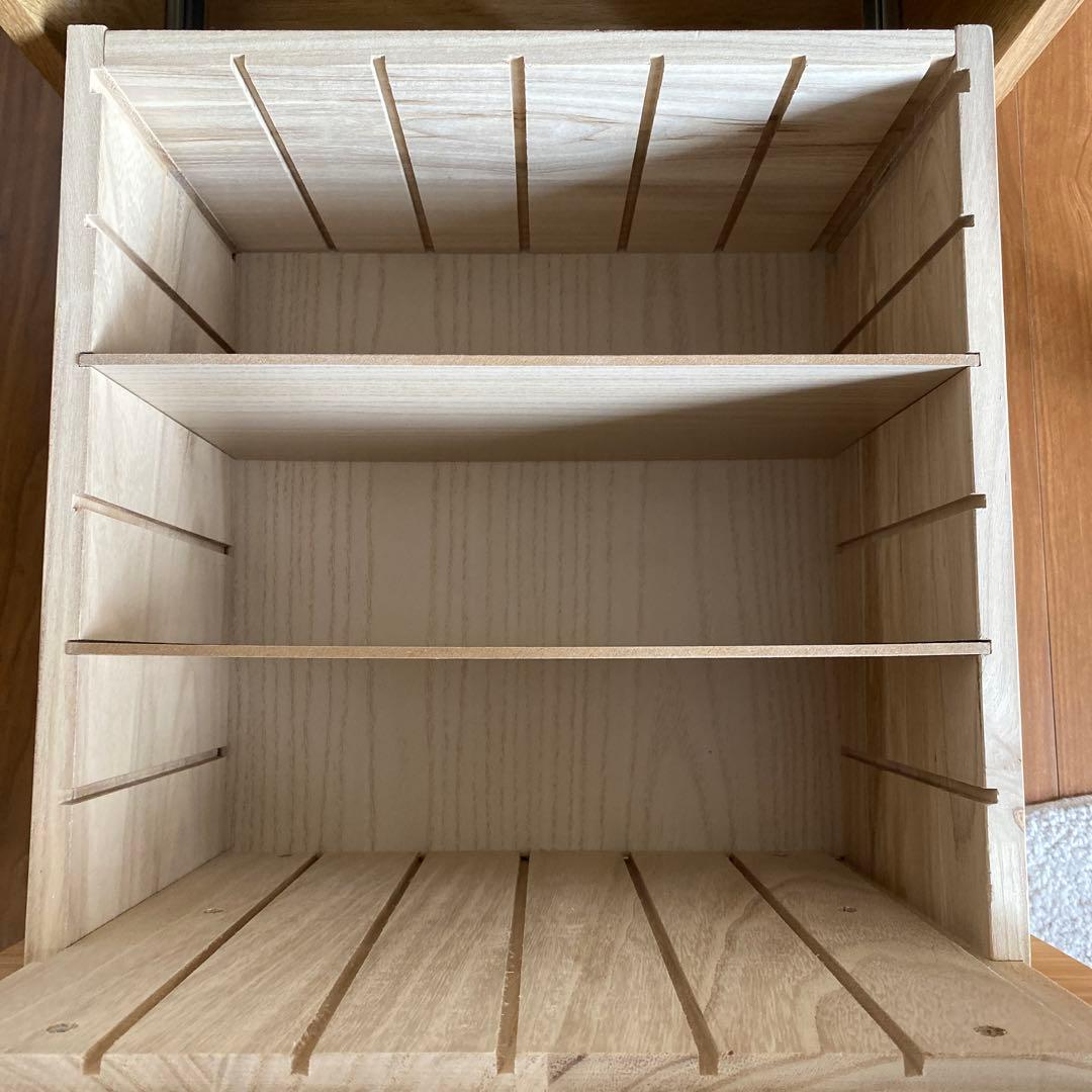 ☆ai☆【無印良品】オーク無垢材デスクキャビネット（ワイド引出2段)