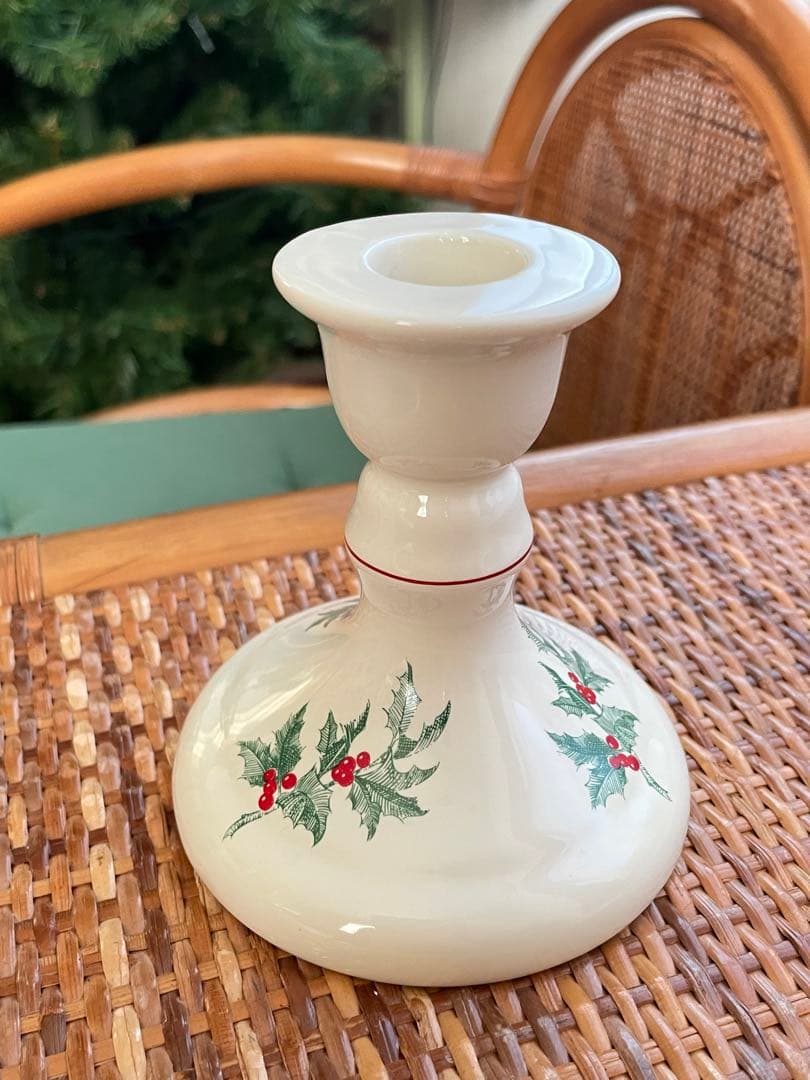 燭台　キャンドルホルダー　クリスマス　ヒイラギ