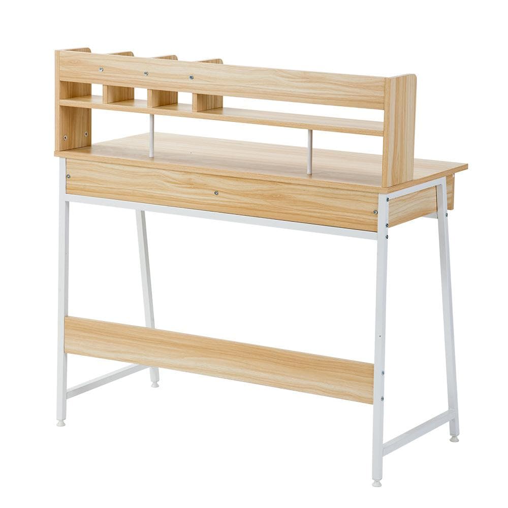 引き出し付き パソコンデスク 学習机 勉強机 ミシン台 収納付き 天然木目調