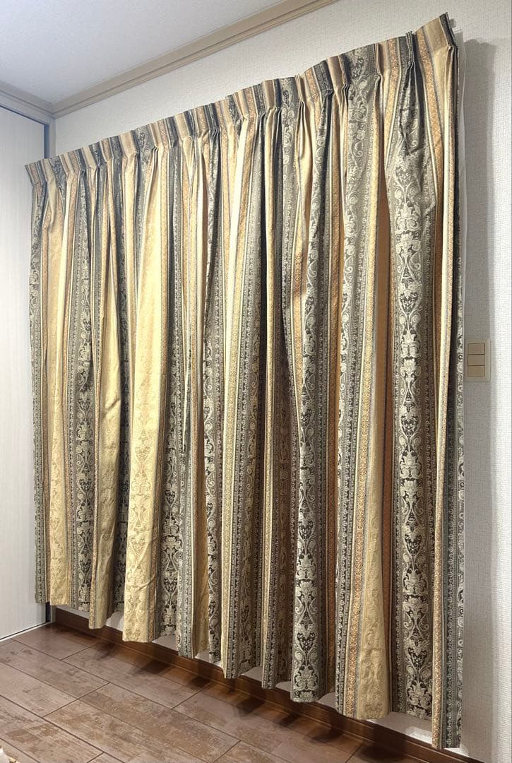 【高級感】ジャカードカーテン＆レースカーテンセット