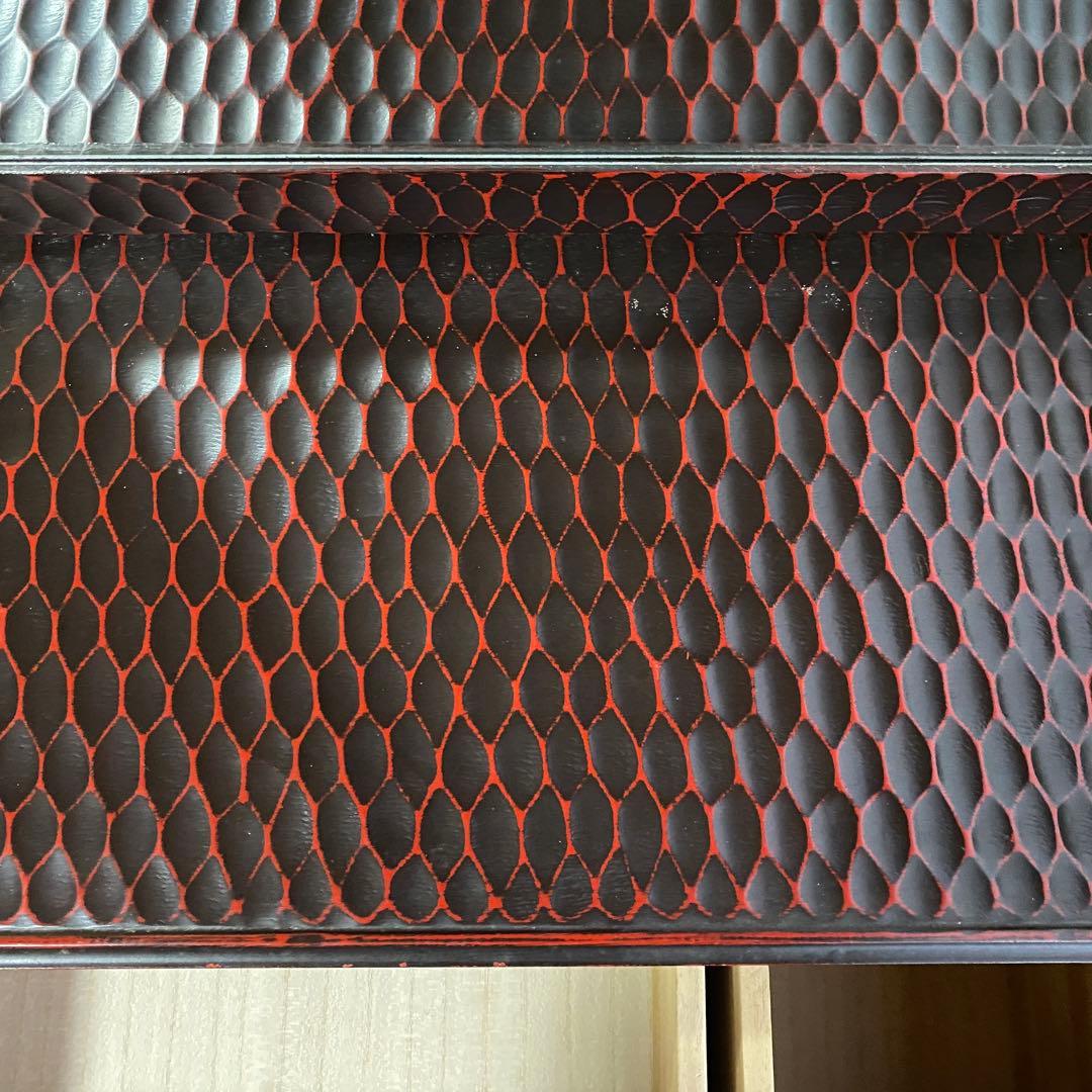 鎌倉彫 伝統工芸品　鏡台 ドレッサー ミラー 化粧台 漆塗り 松竹梅 和家具