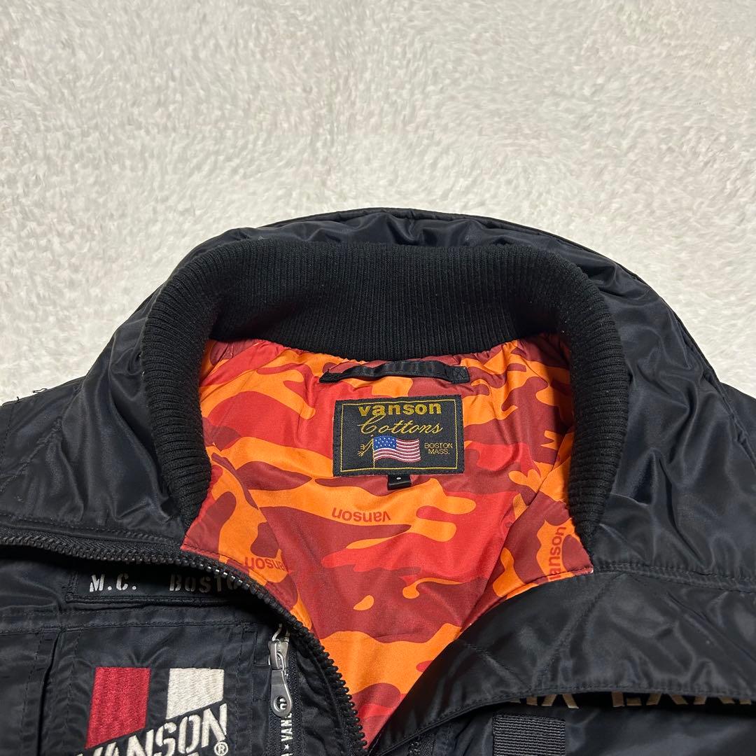 VANSON MA-1 フライトジャケット 裏地 シンサレート カモフラ 黒 S