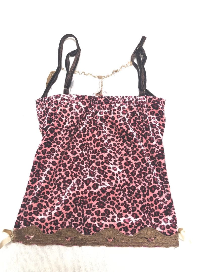 リズリサTRALALAピンク豹柄キャミソール　厚手　d.i.a系　リボン