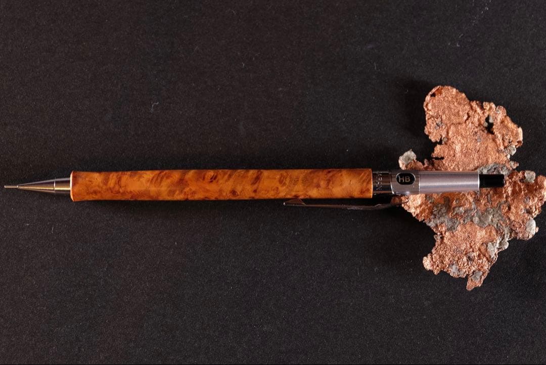 PG5木軸カスタムシャープペンシル0056 花梨瘤　高村杢工房