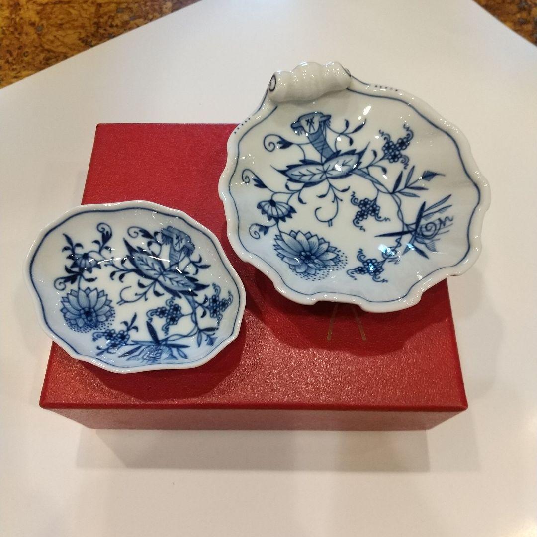 マイセン 青白磁の八角形皿2点セット