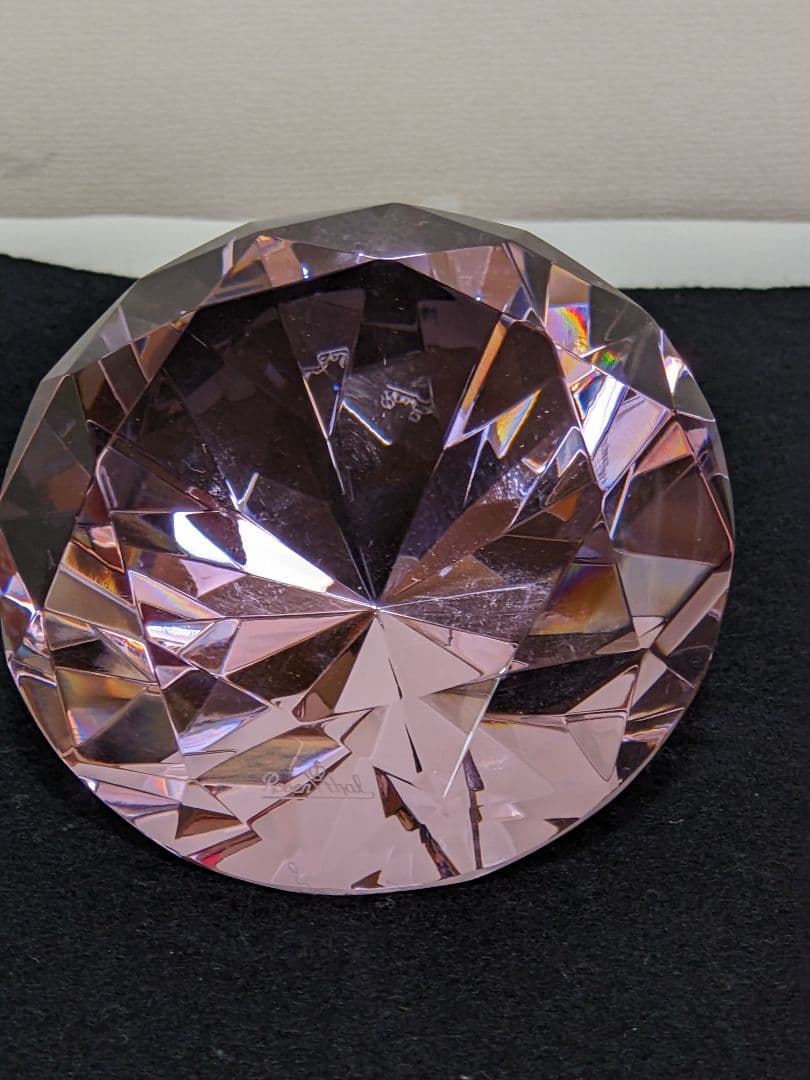 ♦ローゼンタール ドイツ製 ダイヤモンド形ピンク色 ガラスペーパーウェイト