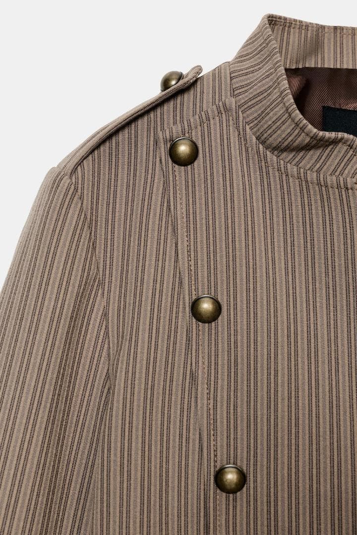 【ZARA】 ストライプ柄フィットブレザー M