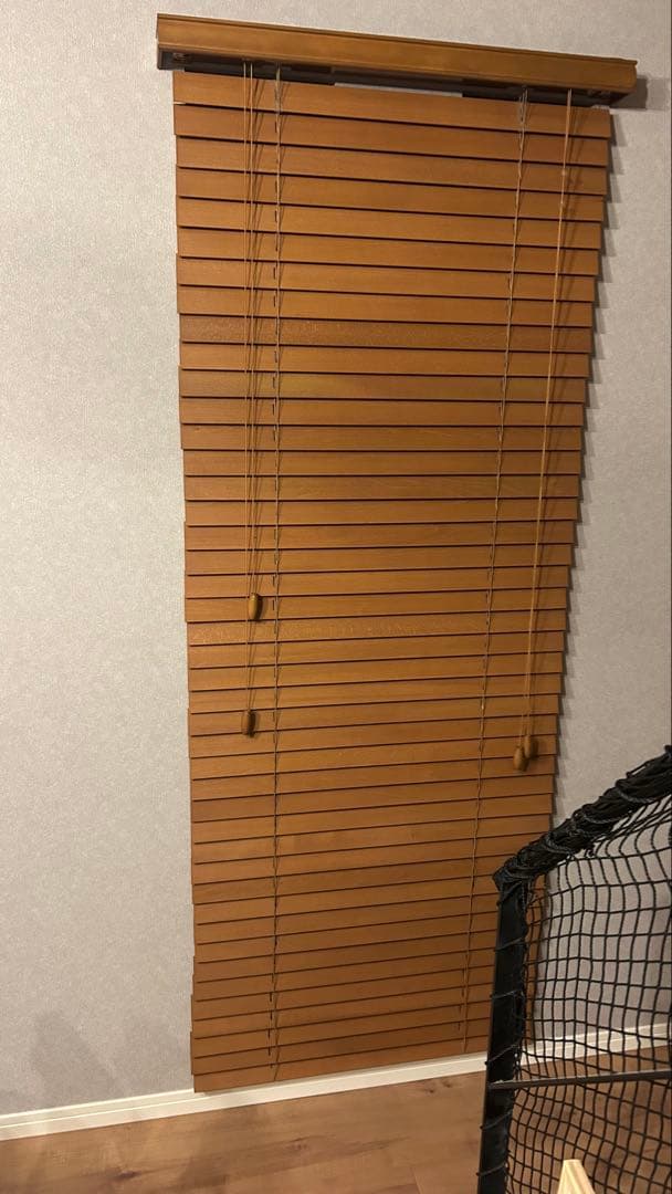 ウッドブラインド ミディアムブラウン 幅75cm×高さ192cm