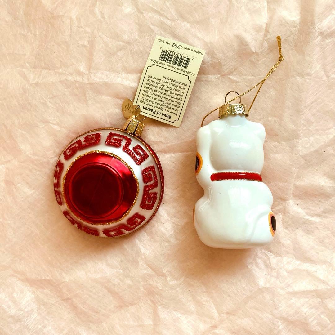 ばら売り不可 ラーメン 招き猫 2点セット オーナメント