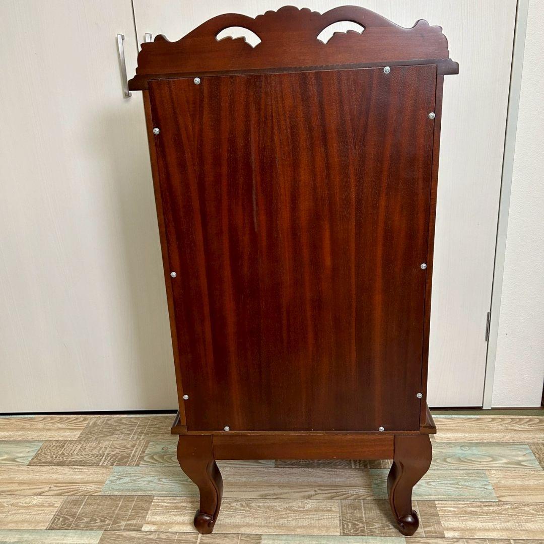 木製キャビネット 猫脚 アンティーク 彫刻 ガラスキャビネット 一点物 希少