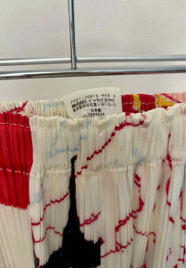 PLEATS PLEASE 抽象画　水彩画　スカート　幾何学