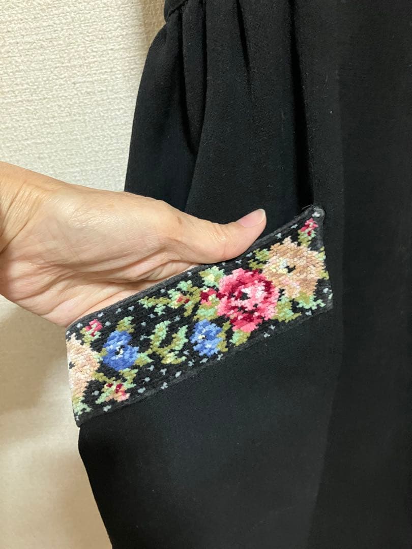 Lake Alster レイクアルスター バッククロスエプロン シュニール織 黒