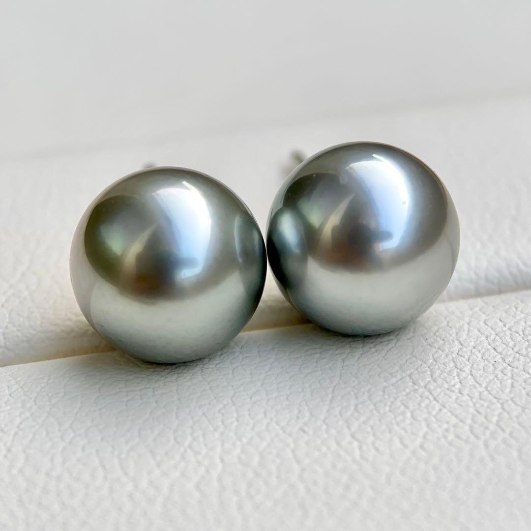 本真珠南洋黒蝶真珠オーシャングレー9.54㍉s925直結ピアスBL921