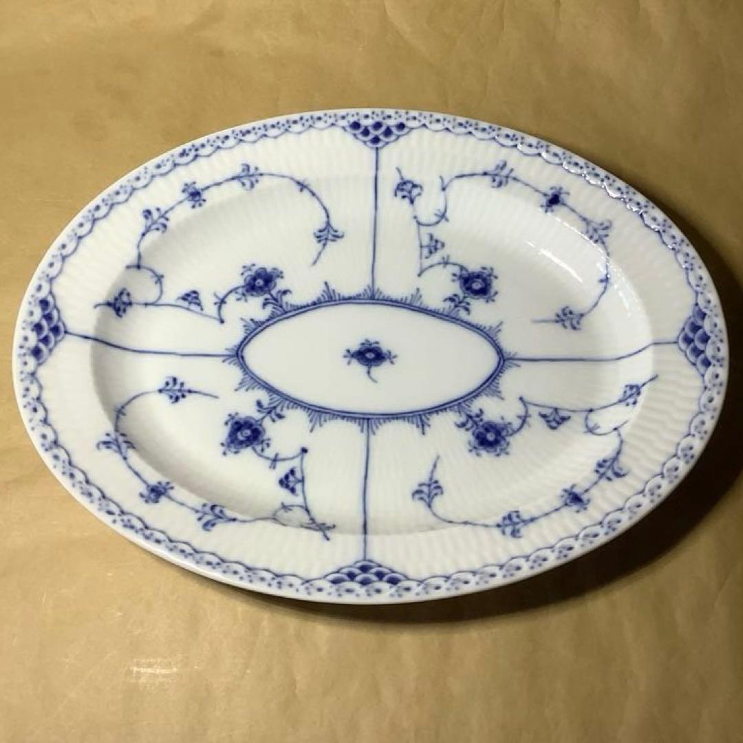 ロイヤルコペンハーゲン　ブルーフルーテッド ハーフレース(楕円30cm 中古品)