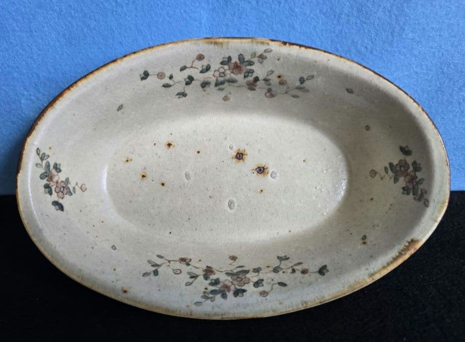 市野吉記　コウホ窯　シノワズリ　楕円深皿　花　➄