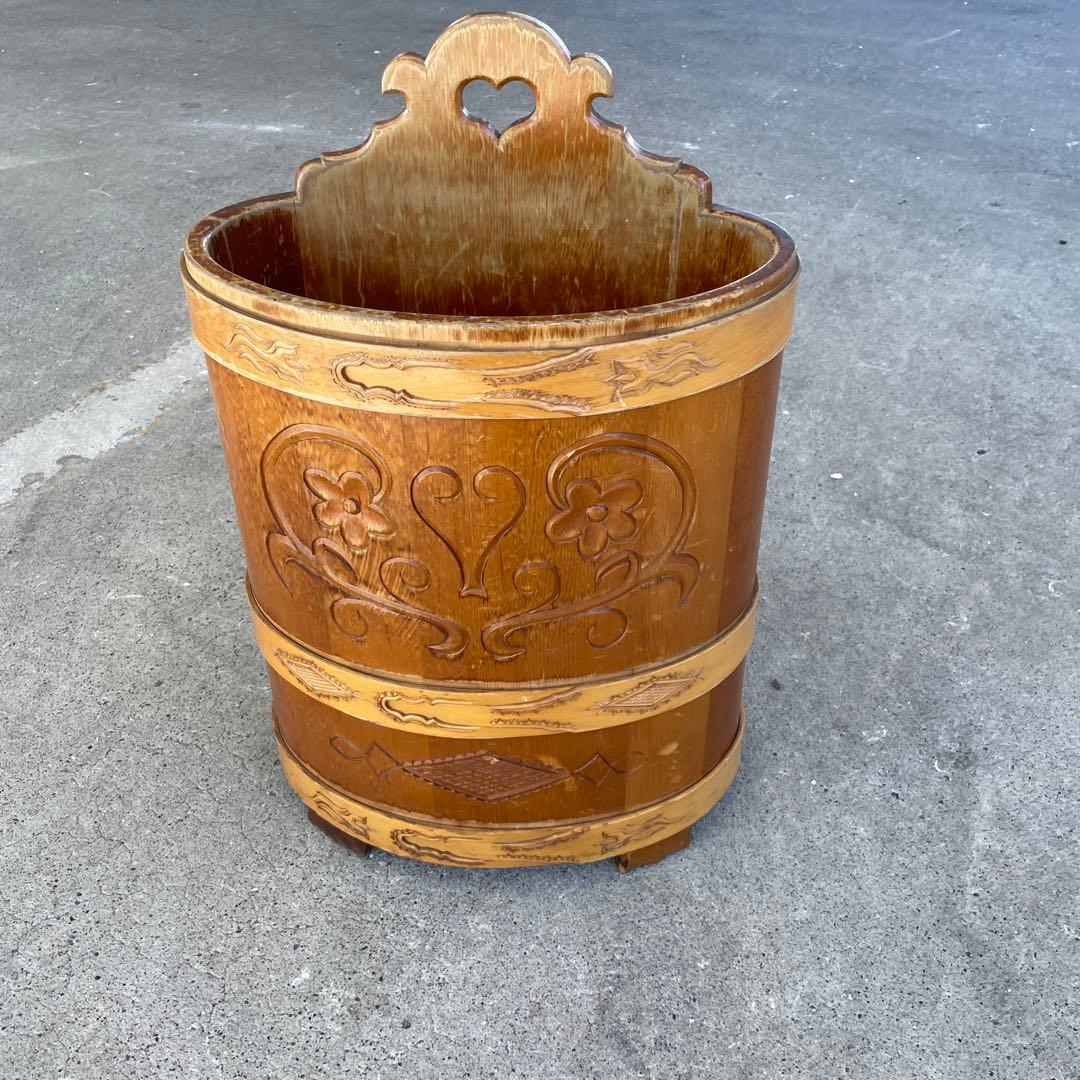 木製植木鉢 ハート型持ち手付き スイス製