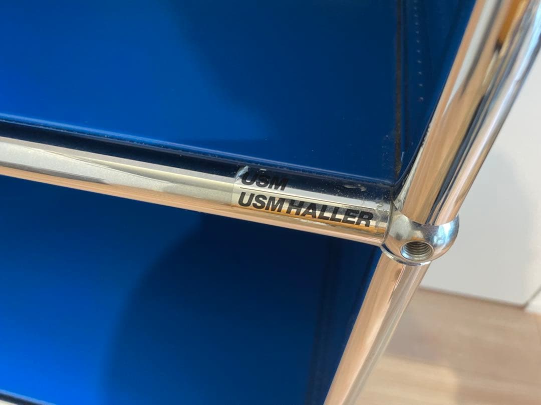 USMハラー　オープンシェルフ　1列3段　ブルー　キャスター付