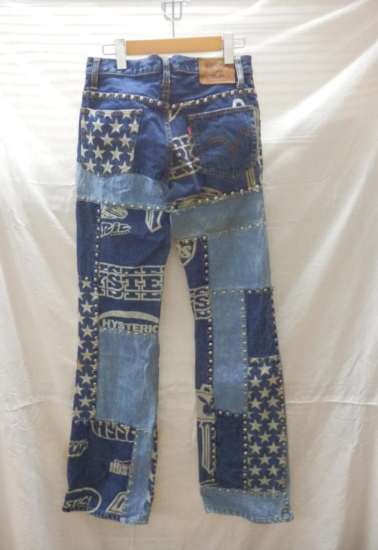 M1520 ヒステリックグラマー パッチワーク スタッズ フレアデニム