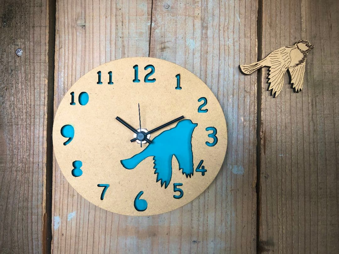 壁掛け時計 鳥モチーフ(Skyターコイズブルー)