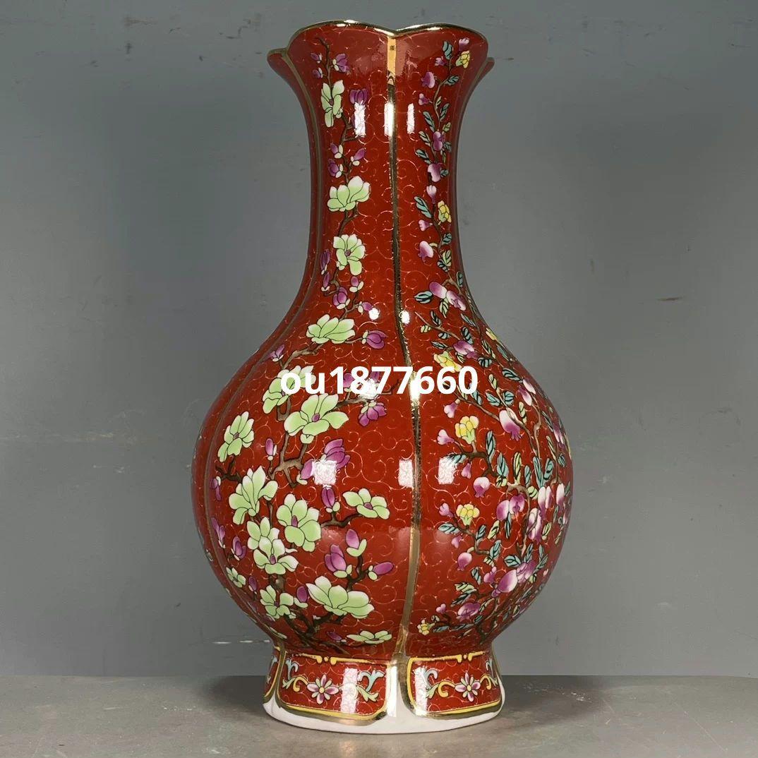 清乾隆琺瑯彩花卉賞瓶 景徳鎮 陶磁器 装飾品 現代工芸品 美術品 置物