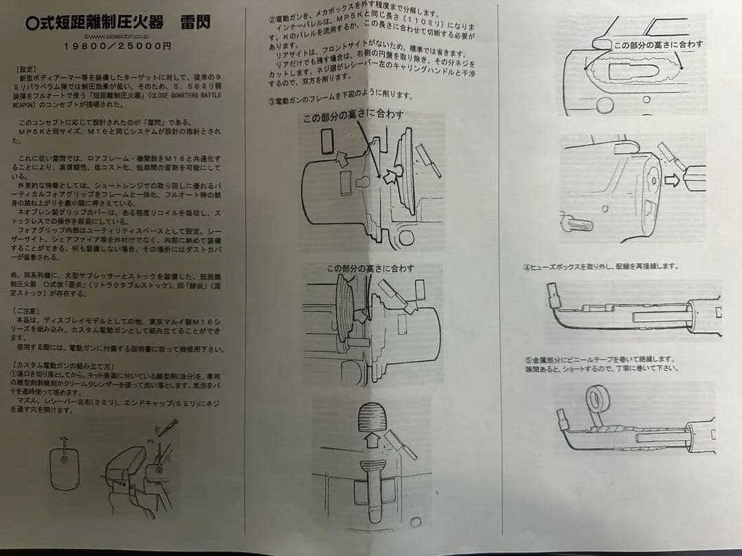 サ*シ様 大日本技研 雷閃 O式短距離制圧火器 電動ガン M16用 外装キット