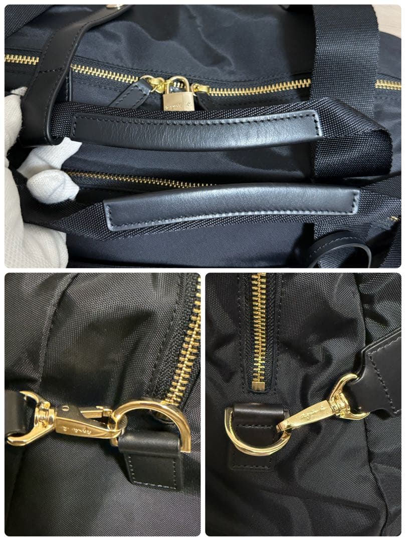 【美品】agnes b. アニエスベー 2way ボストンバッグ ナイロン 黒