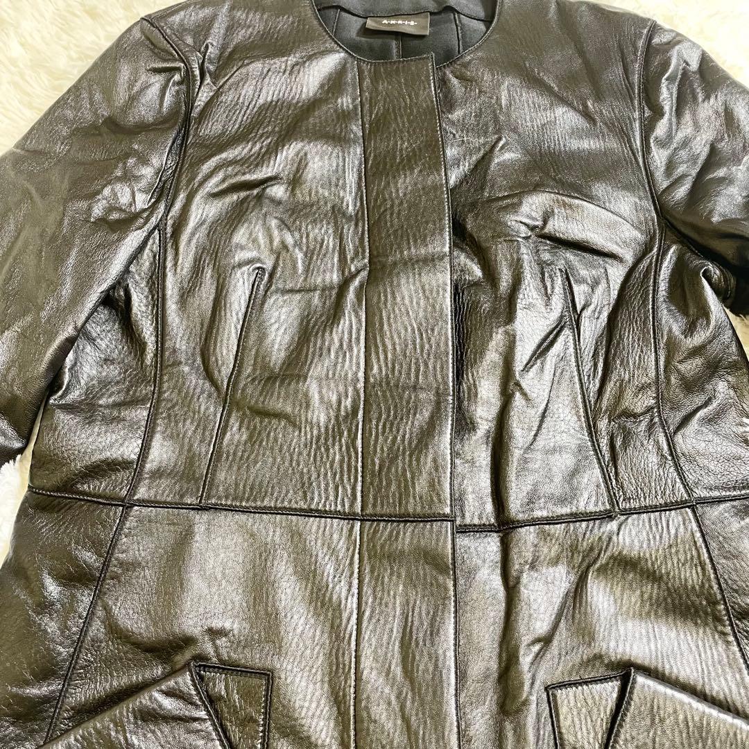 AKRIS アクリス　ラムレザー ロングコート ブラック Lサイズ