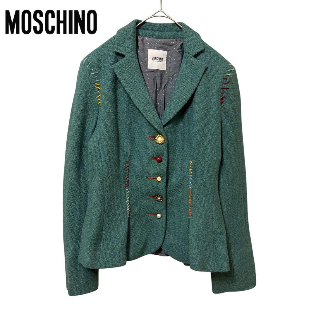 MOSCHINO モスキーノ ステッチデザインジャケット グリーン