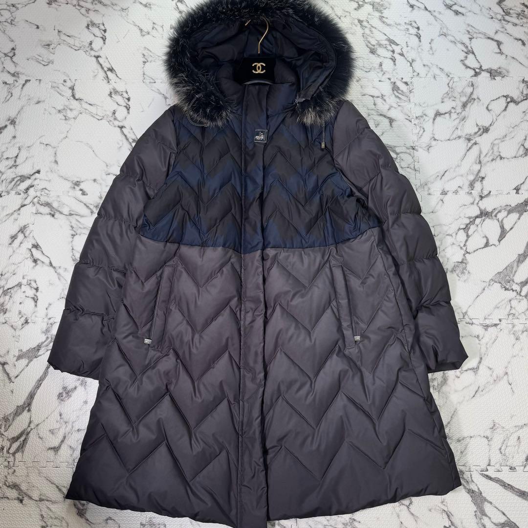ジャンルイシェイル　ダウンコート　フォックスファー　キルティング　2way