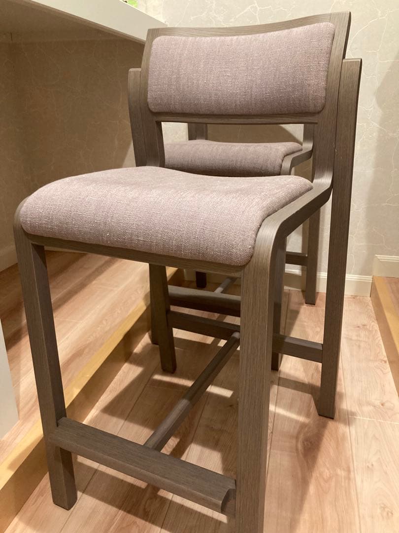 アルフレックス　カウンターチェア　グレー 布製クッション ハイチェア