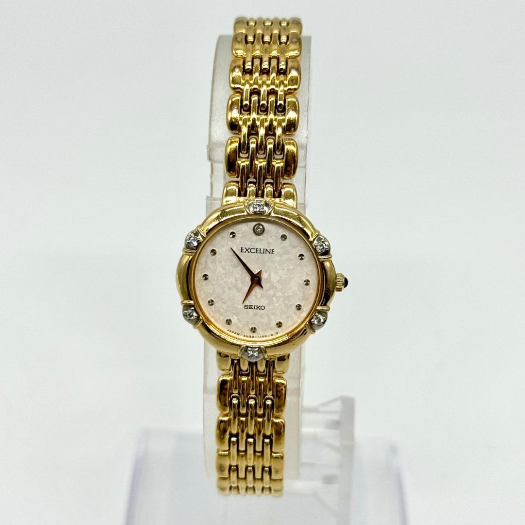 稼働品 SEIKO セイコー EXCELINE 腕時計 シルバー文字盤 ２針