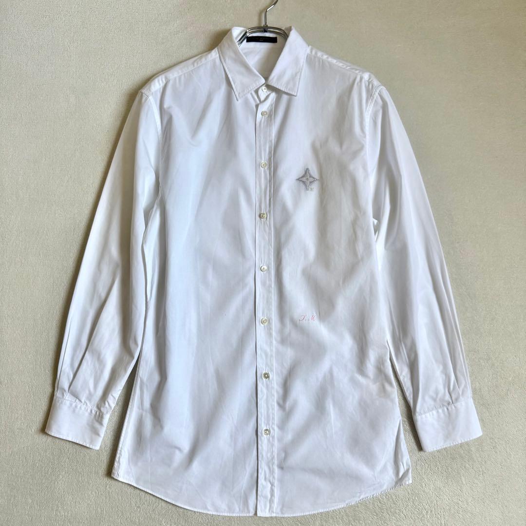 LOUIS VUITTON 長袖シャツ 刺繍 家紋 ホワイト