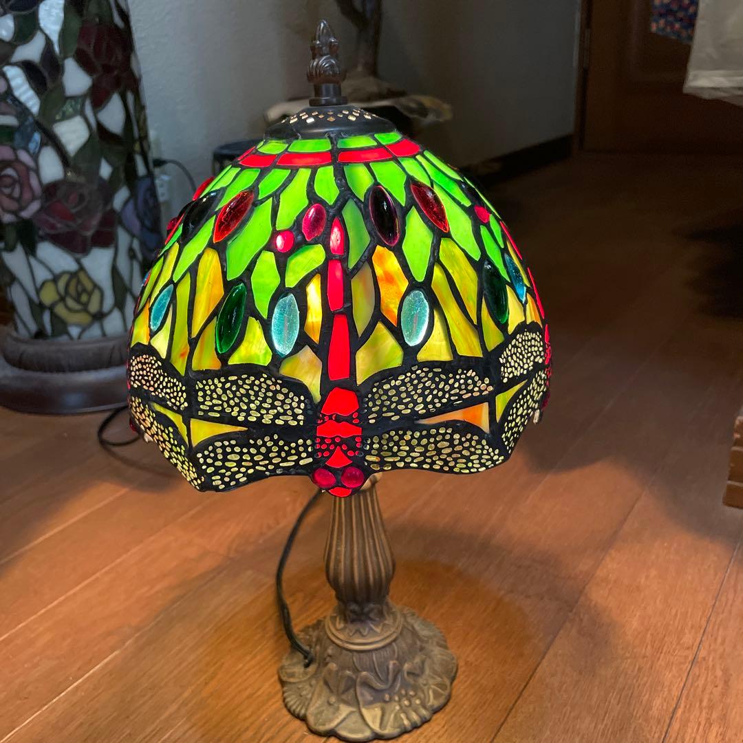 ステンドグラスランプ　アンティークランプ　トンボ柄　クリスマス