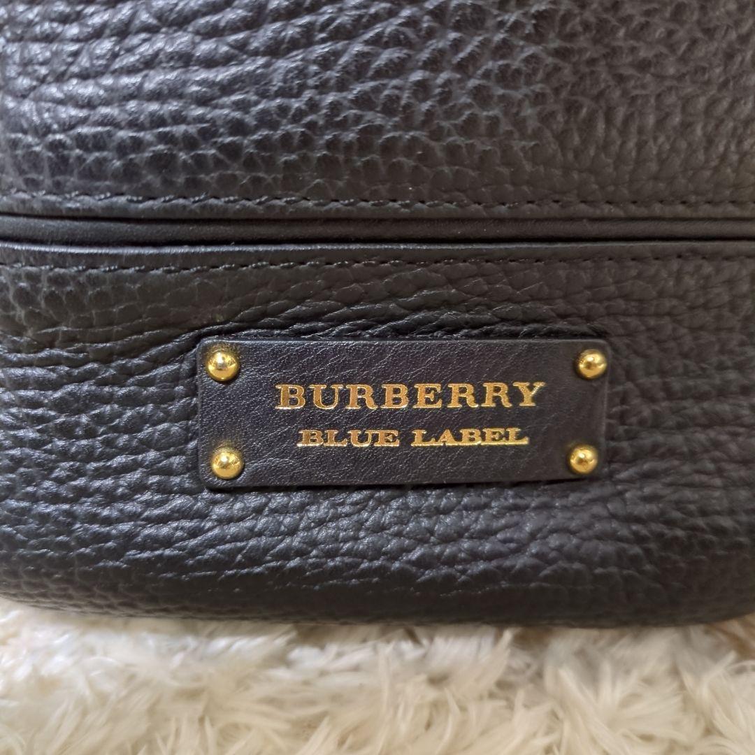 【美品】BURBERRY バーバリー 巾着 レザー 本革 リュック ブラック