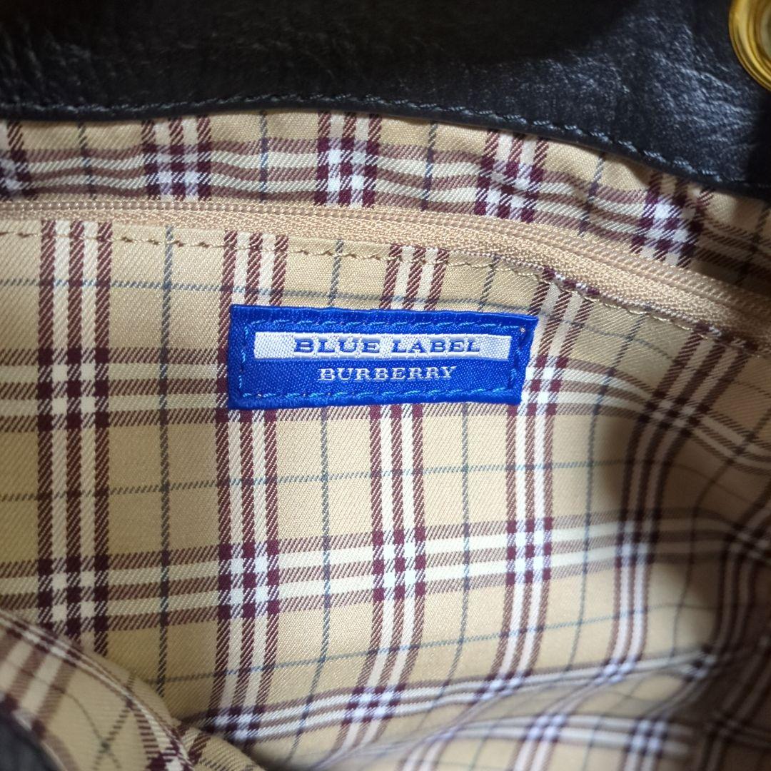 【美品】BURBERRY バーバリー 巾着 レザー 本革 リュック ブラック