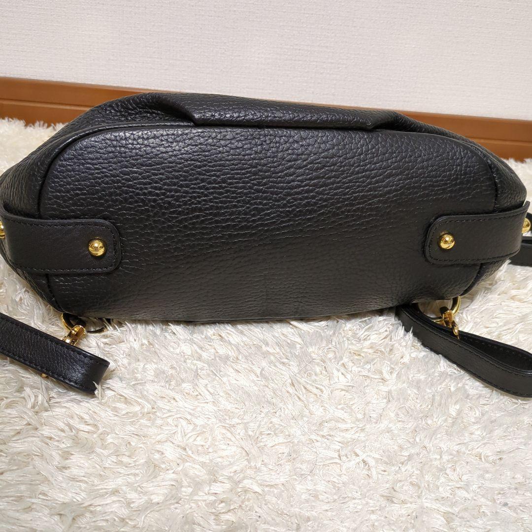 【美品】BURBERRY バーバリー 巾着 レザー 本革 リュック ブラック