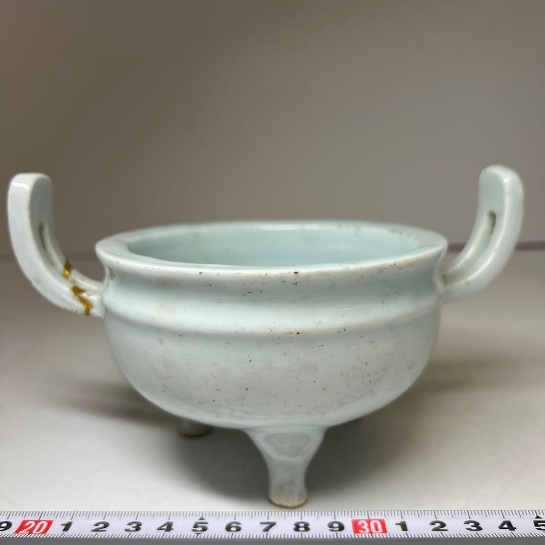 李朝　青白磁香炉　幅約18㎝　東Y8-0203②タサオ