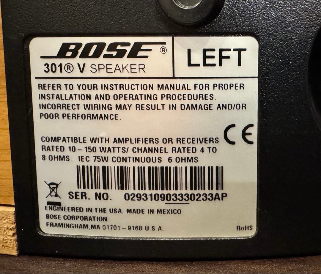 BOSE 301V 希少チェリーウッド【美品】 ペアスピーカー