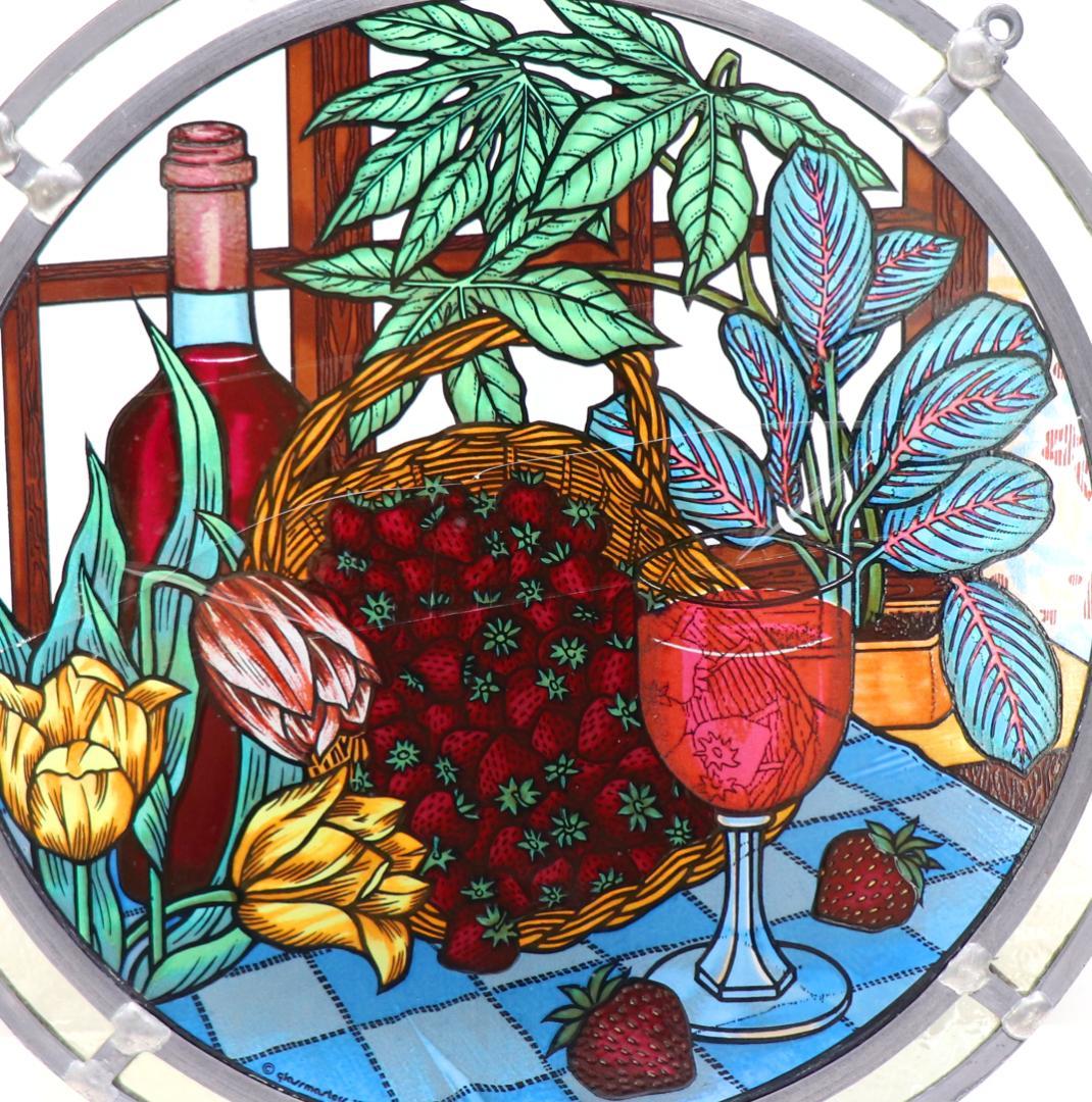 ストロベリーと赤ワイン ダブルリム製 ヴィンテージステンドグラス極稀少 初期作品