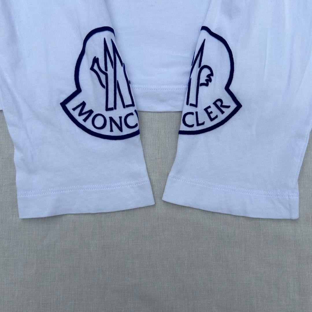MONCLER モンクレール　フロッキーロゴ　ロンT 長袖　スリーブロゴ　白