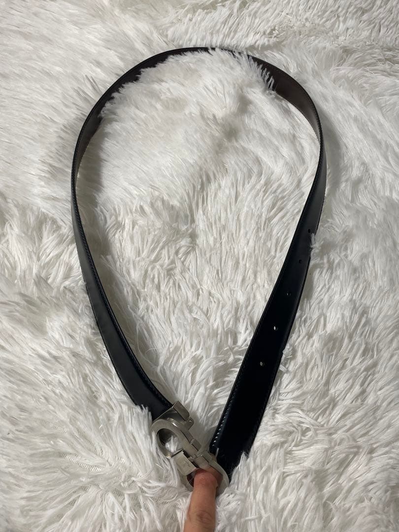 美品　フェラガモ ガンチーニ レザーベルト ブラック 本革 イタリア製