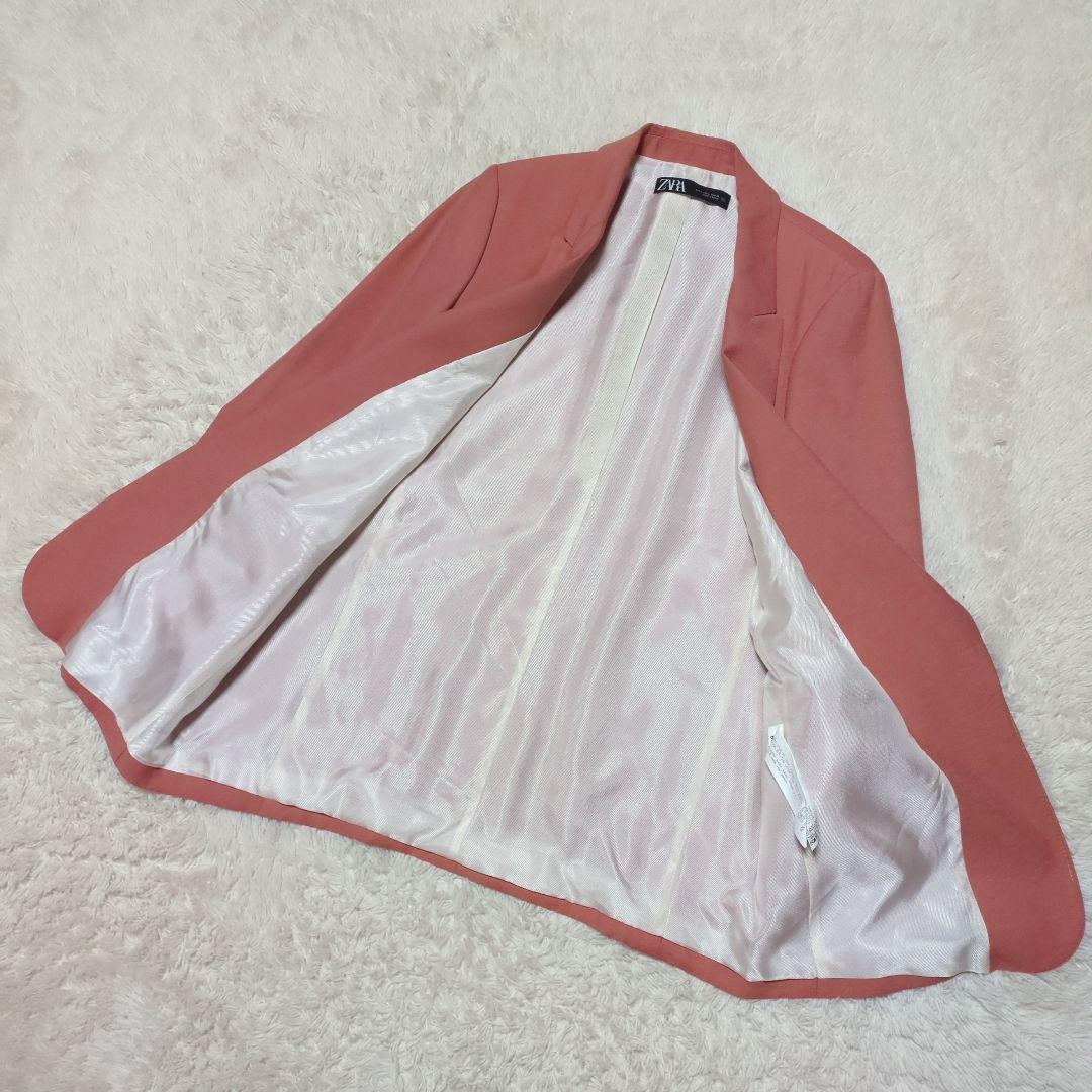 美品！ZARA　スーツセットアップ　ワイドパンツ　L　ピンクオレンジ