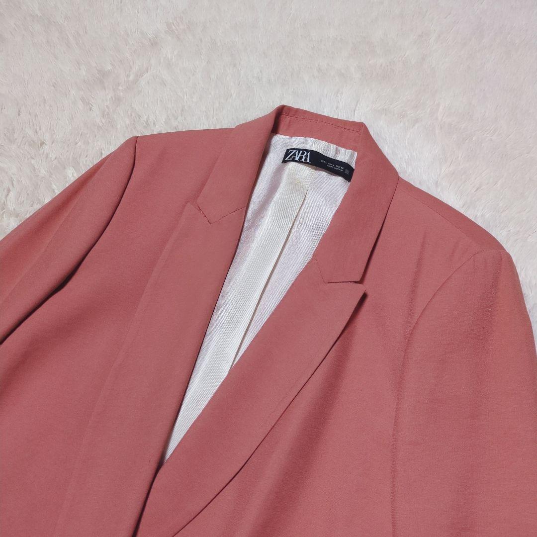 美品！ZARA　スーツセットアップ　ワイドパンツ　L　ピンクオレンジ