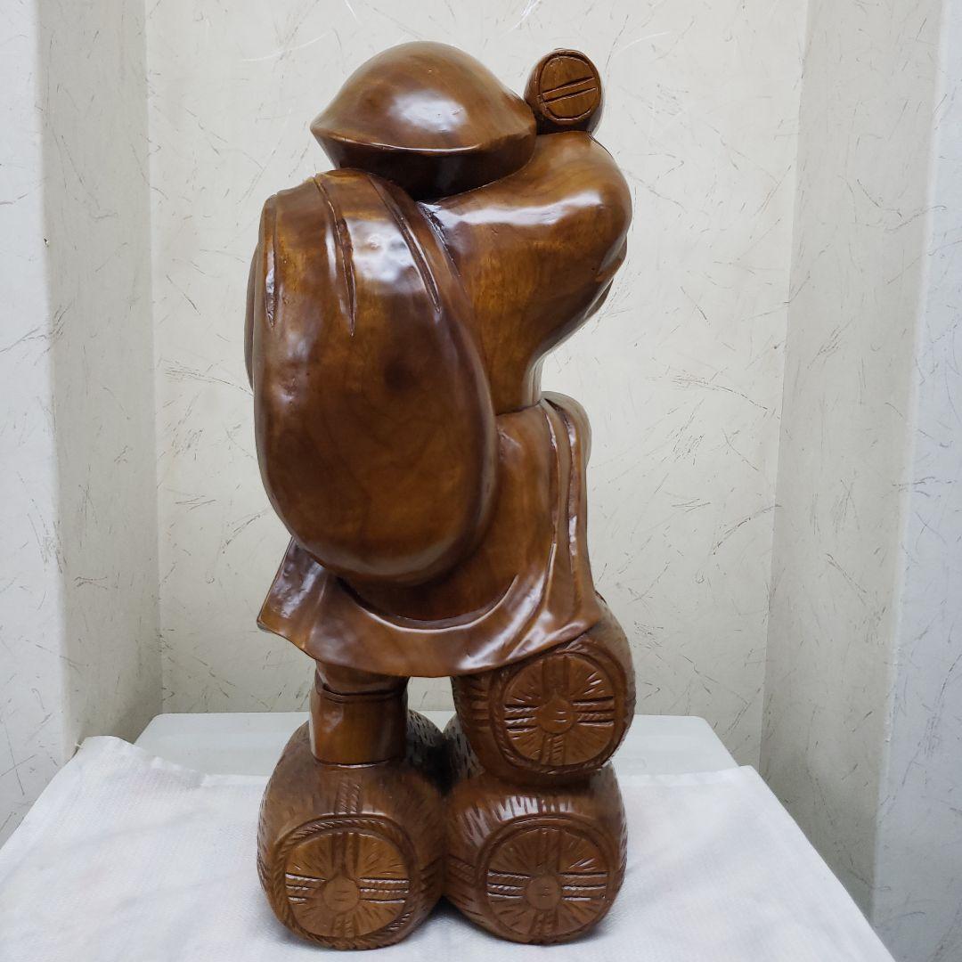 Ｂフライデー蔵出し大特価中　縁起物 楠材１木彫り★大黒天像★全高 約48cm