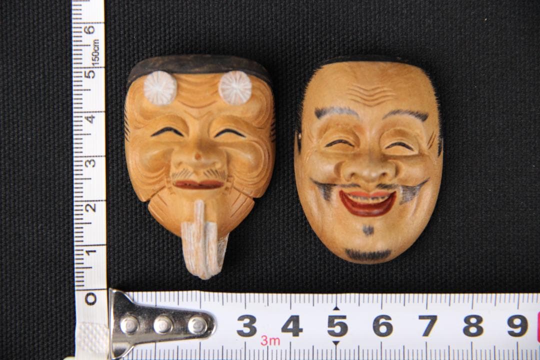 能面師 長澤草春作 能面形帯留 2点　飾り　額付 帯留 共箱 根付 FJ21-5